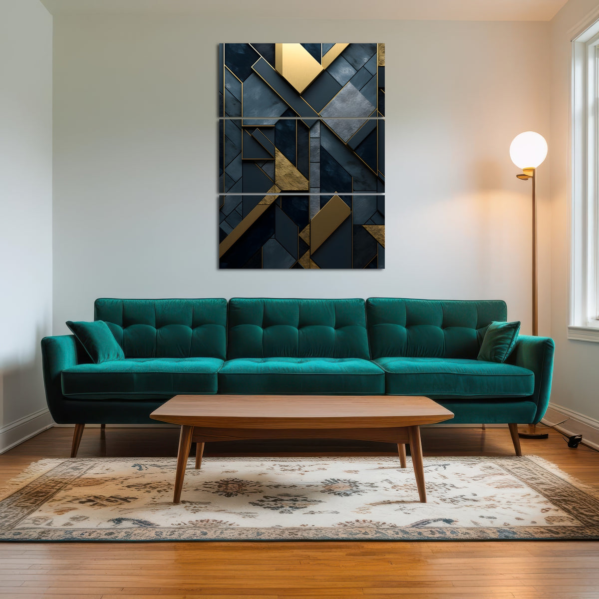 AUTO-MOCKUP ROOM | Abstract - Blue gold shapes 3