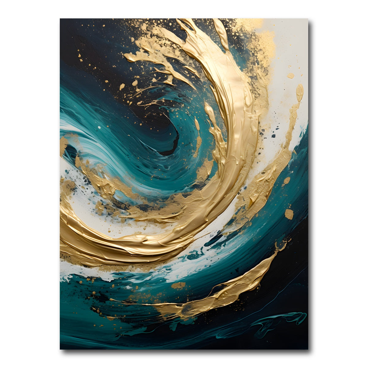AUTO-MOCKUP WHITE | Abstract - Blue gold waves 11 | 1 Piece | Gallery Wrap Canvas | group=3x4