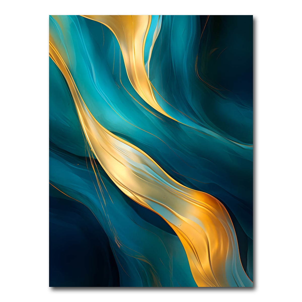 AUTO-MOCKUP WHITE | Abstract - Blue gold waves 12 | 1 Piece | Gallery Wrap Canvas | group=3x4