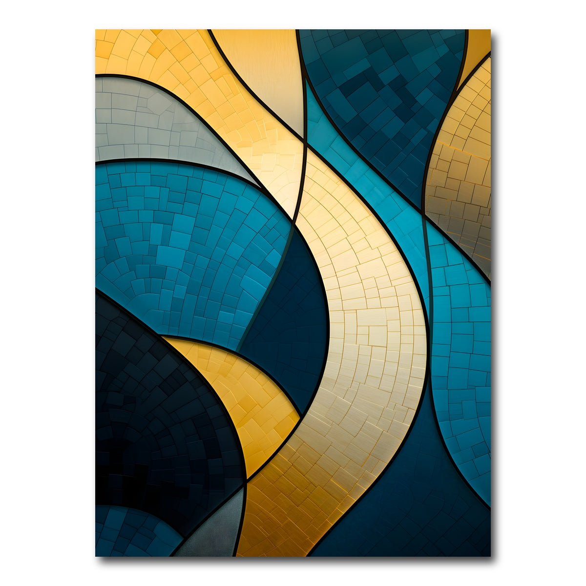 AUTO-MOCKUP WHITE | Abstract - Blue gold waves 36 | 1 Piece | Gallery Wrap Canvas | group=3x4