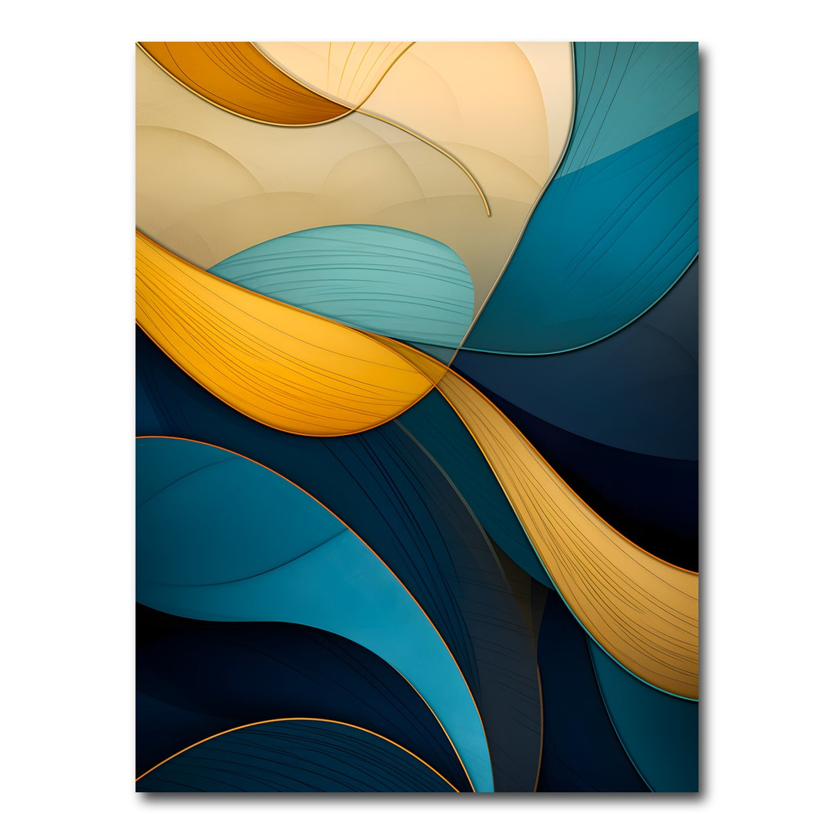 AUTO-MOCKUP WHITE | Abstract - Blue gold waves 37 | 1 Piece | Gallery Wrap Canvas | group=3x4