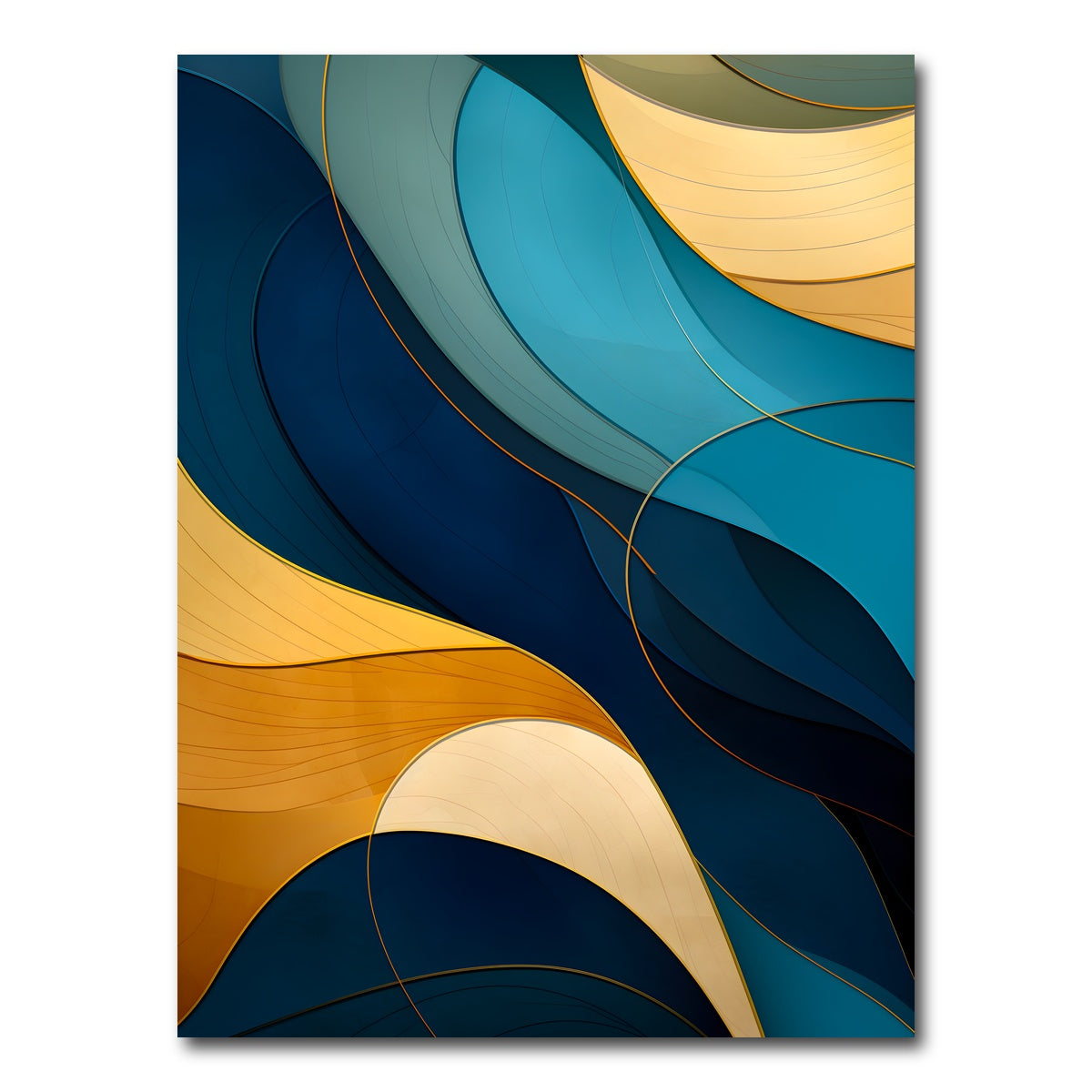 AUTO-MOCKUP WHITE | Abstract - Blue gold waves 42 | 1 Piece | Gallery Wrap Canvas | group=3x4