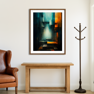 AUTO-MOCKUP ROOM | Abstract - Blue Orange Shapes 12 Wall Art