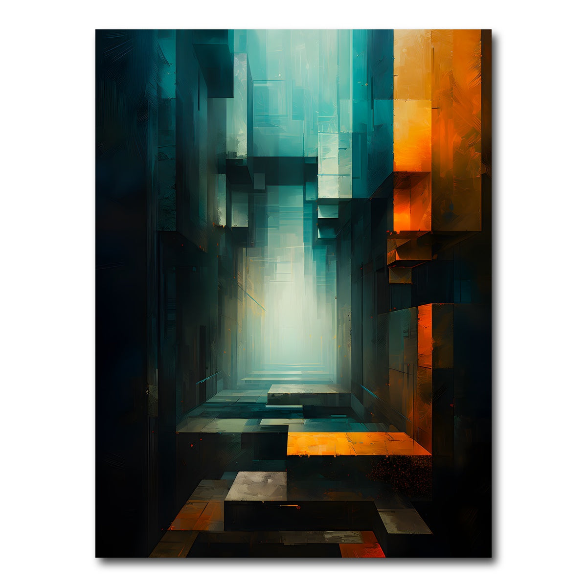 AUTO-MOCKUP WHITE | Abstract - Blue orange shapes 12 | 1 Piece | Gallery Wrap Canvas | group=3x4