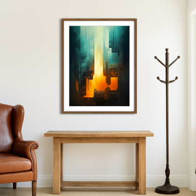 AUTO-MOCKUP ROOM | Abstract - Blue Orange Shapes 13 Wall Art