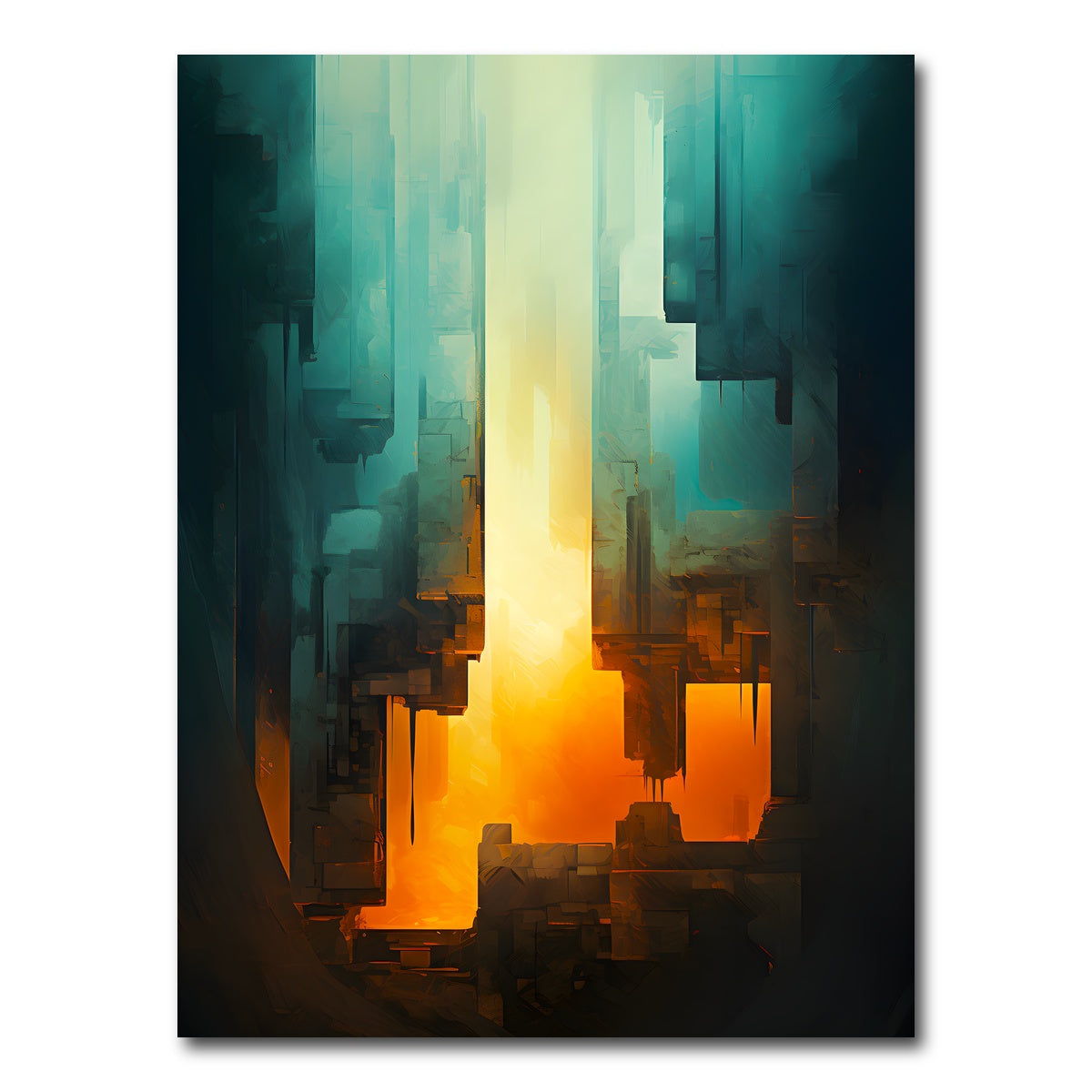 AUTO-MOCKUP WHITE | Abstract - Blue orange shapes 13 | 1 Piece | Gallery Wrap Canvas | group=3x4