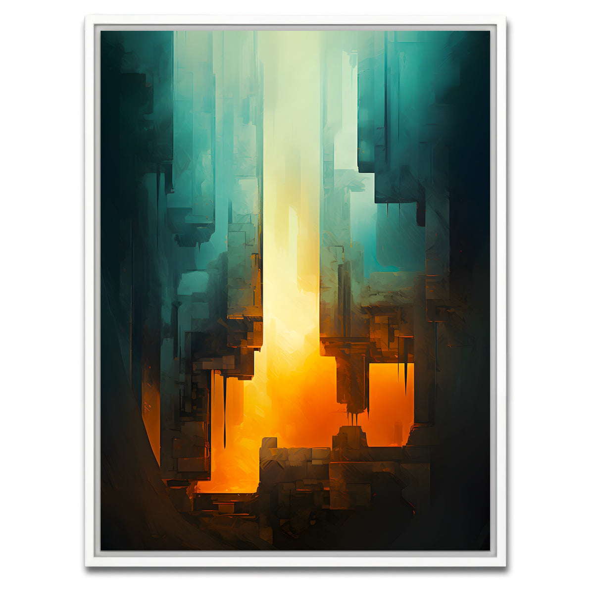 AUTO-MOCKUP WHITE | Abstract - Blue orange shapes 13 | 1 Piece | White Framed Canvas | group=3x4