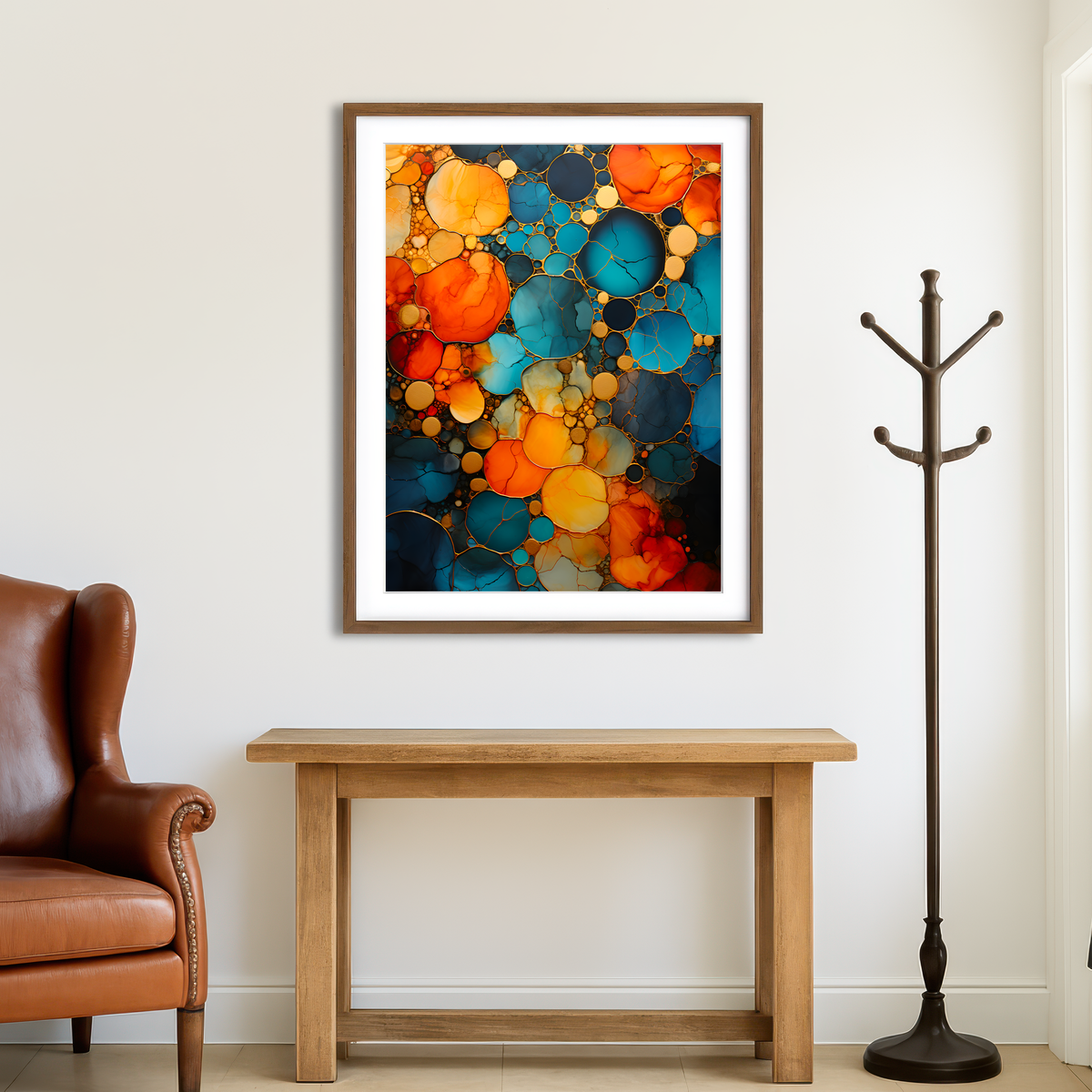 AUTO-MOCKUP ROOM | Abstract - Blue Orange Shapes 16 Wall Art