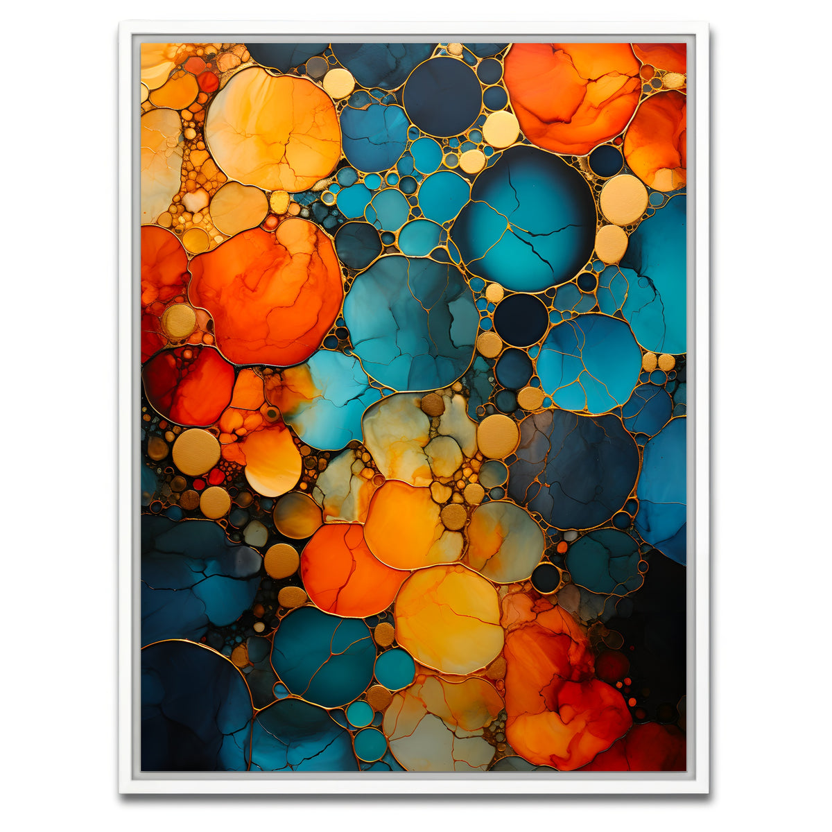 AUTO-MOCKUP WHITE | Abstract - Blue orange shapes 16 | 1 Piece | White Framed Canvas | group=3x4