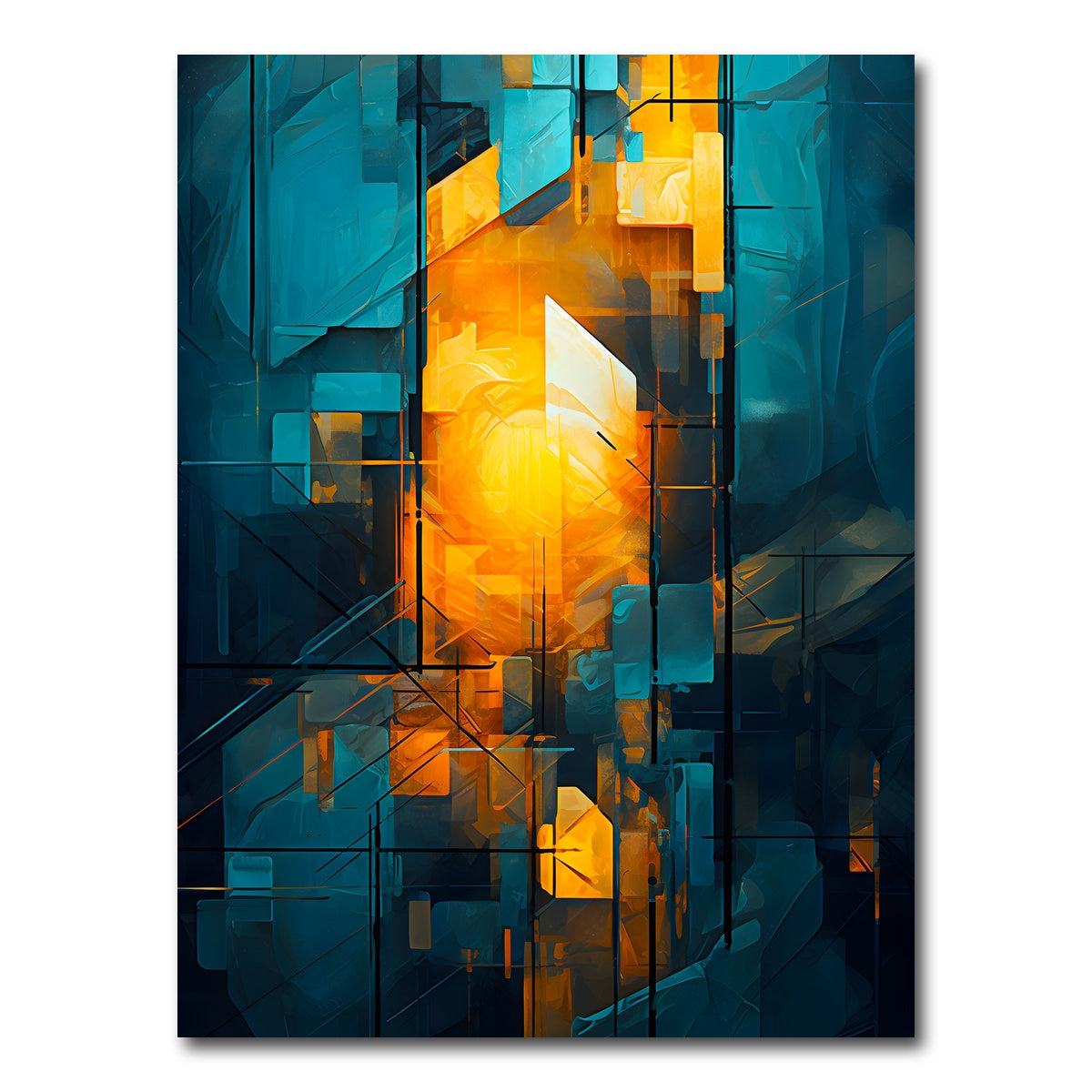 AUTO-MOCKUP WHITE | Abstract - Blue orange shapes 26 | 1 Piece | Gallery Wrap Canvas | group=3x4