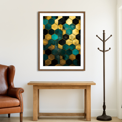 AUTO-MOCKUP ROOM | Abstract - Blue Orange Shapes 37 Wall Art