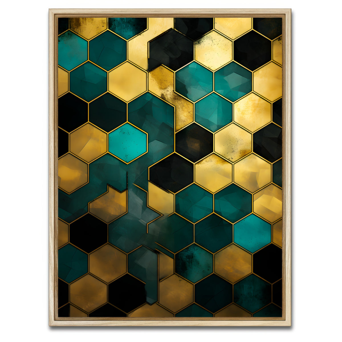 AUTO-MOCKUP WHITE | Abstract - Blue orange shapes 37 | 1 Piece | Natural Framed Canvas | group=3x4