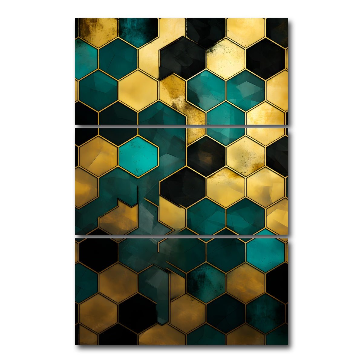 AUTO-MOCKUP WHITE | Abstract - Blue orange shapes 37 | 3 Piece | Gallery Wrap Canvas | group=12x24_stacked