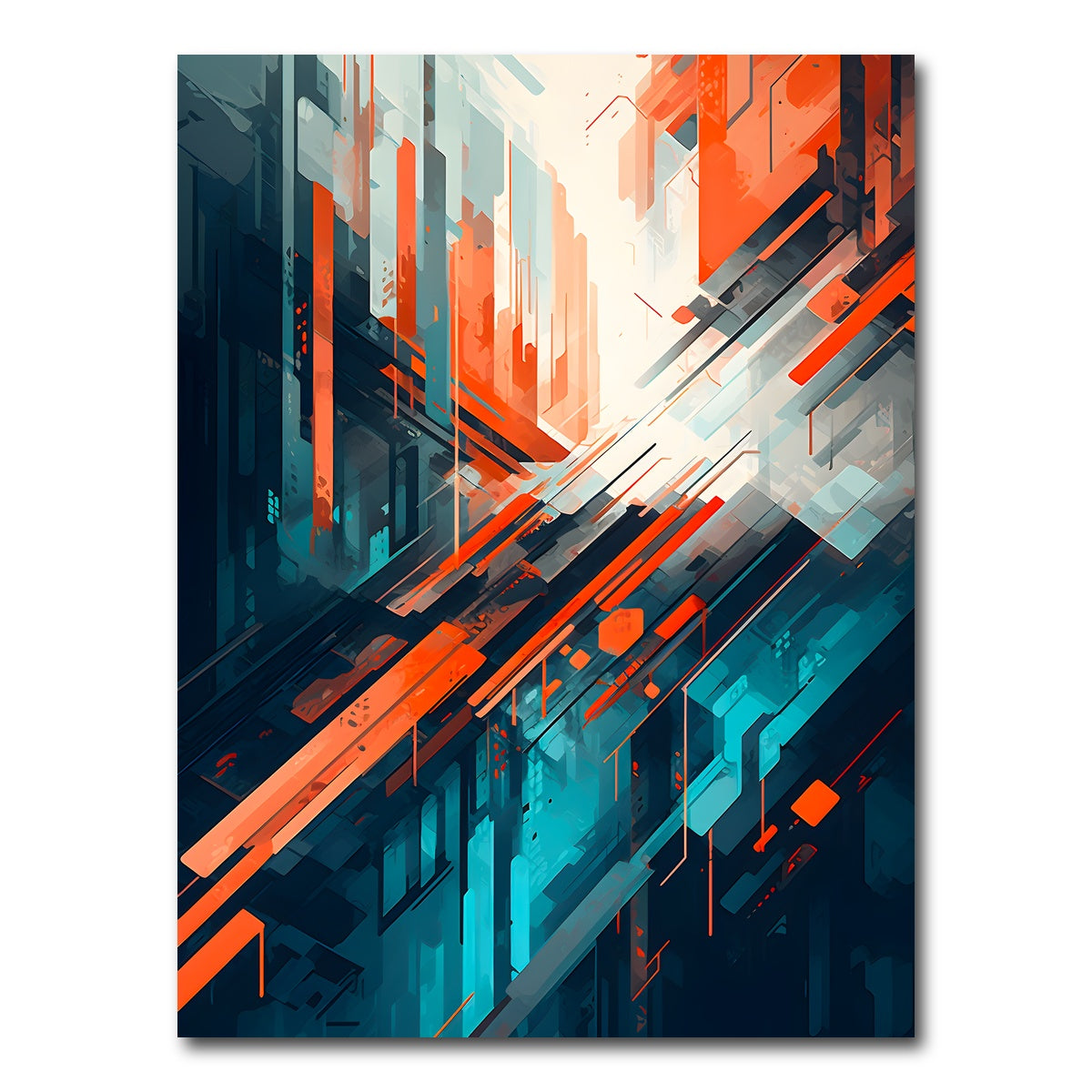 AUTO-MOCKUP WHITE | Abstract - Blue orange shapes 4 | 1 Piece | Gallery Wrap Canvas | group=3x4