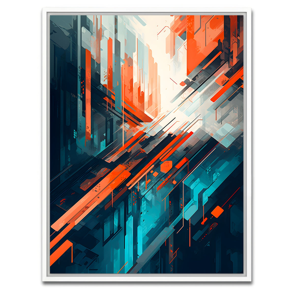 AUTO-MOCKUP WHITE | Abstract - Blue orange shapes 4 | 1 Piece | White Framed Canvas | group=3x4