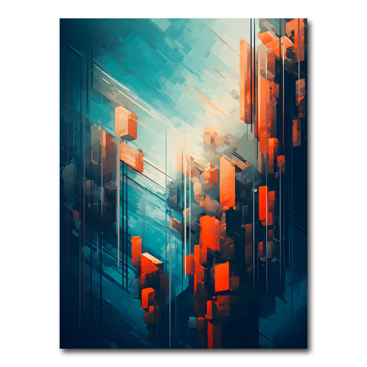 AUTO-MOCKUP WHITE | Abstract - Blue orange shapes 9 | 1 Piece | Gallery Wrap Canvas | group=3x4