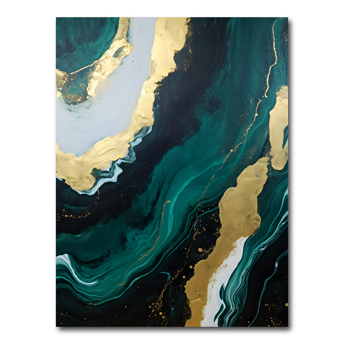 AUTO-MOCKUP WHITE | Abstract - Green gold waves 1 | 1 Piece | Gallery Wrap Canvas | group=3x4