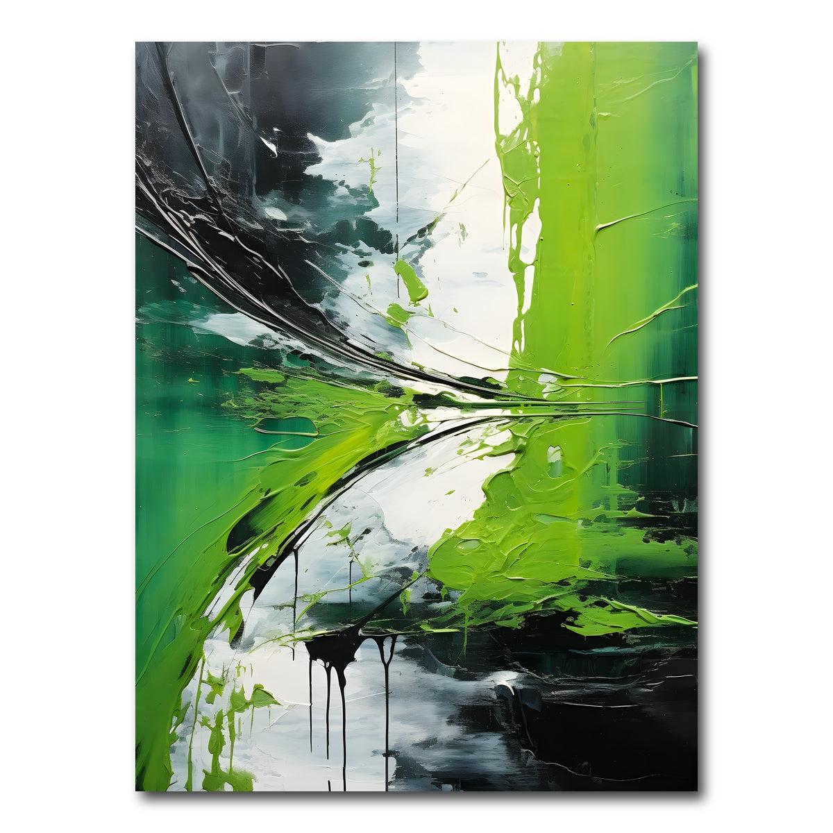 AUTO-MOCKUP WHITE | Abstract - Green white shapes 1 | 1 Piece | Gallery Wrap Canvas | group=3x4