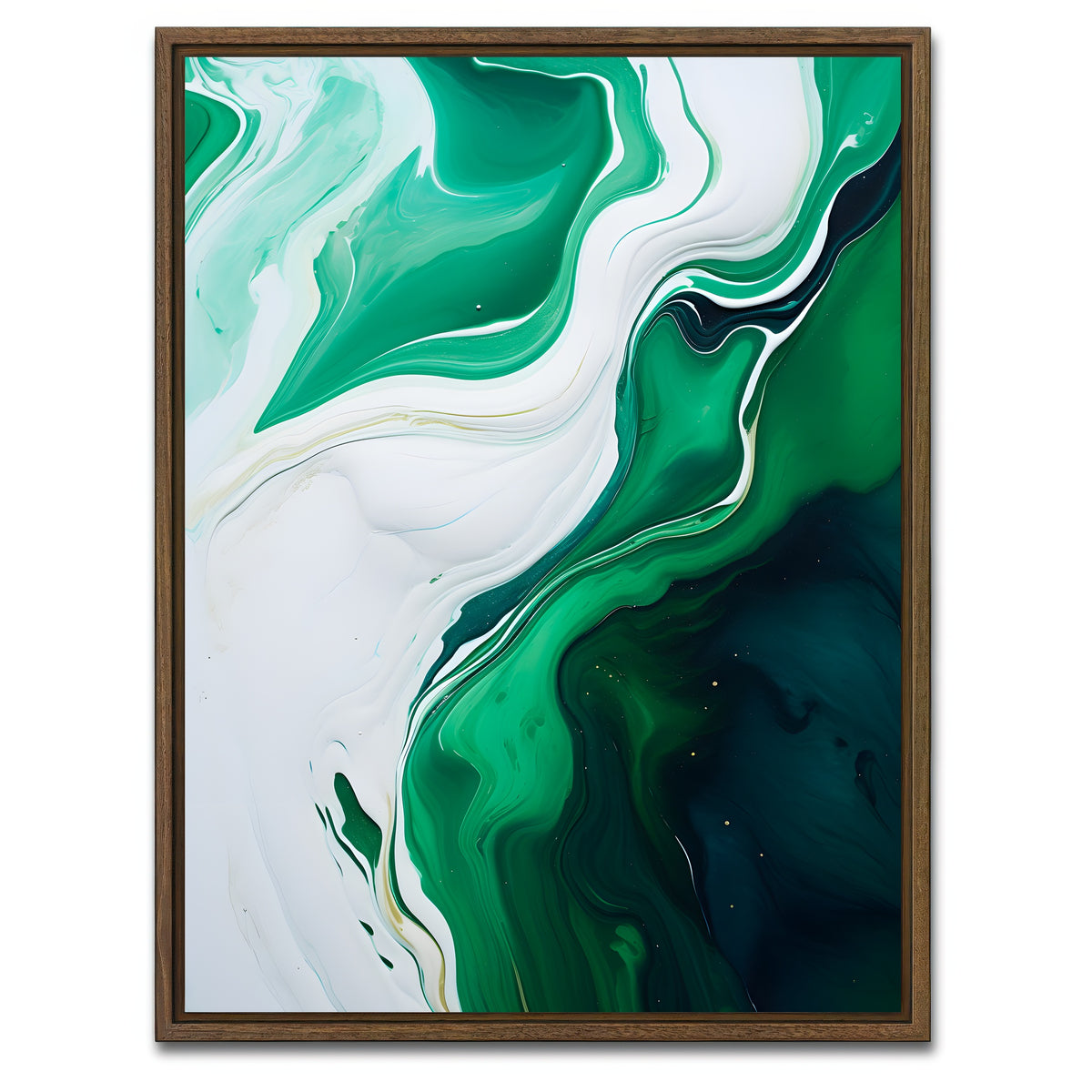 AUTO-MOCKUP WHITE | Abstract - Green white waves 1 | 1 Piece | Walnut Framed Canvas | group=3x4