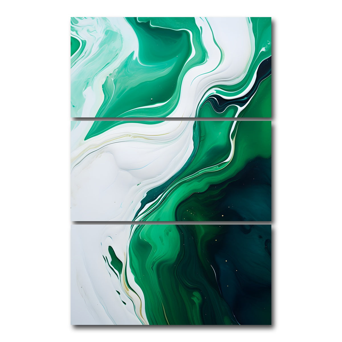 AUTO-MOCKUP WHITE | Abstract - Green white waves 1 | 3 Piece | Gallery Wrap Canvas | group=12x24_stacked