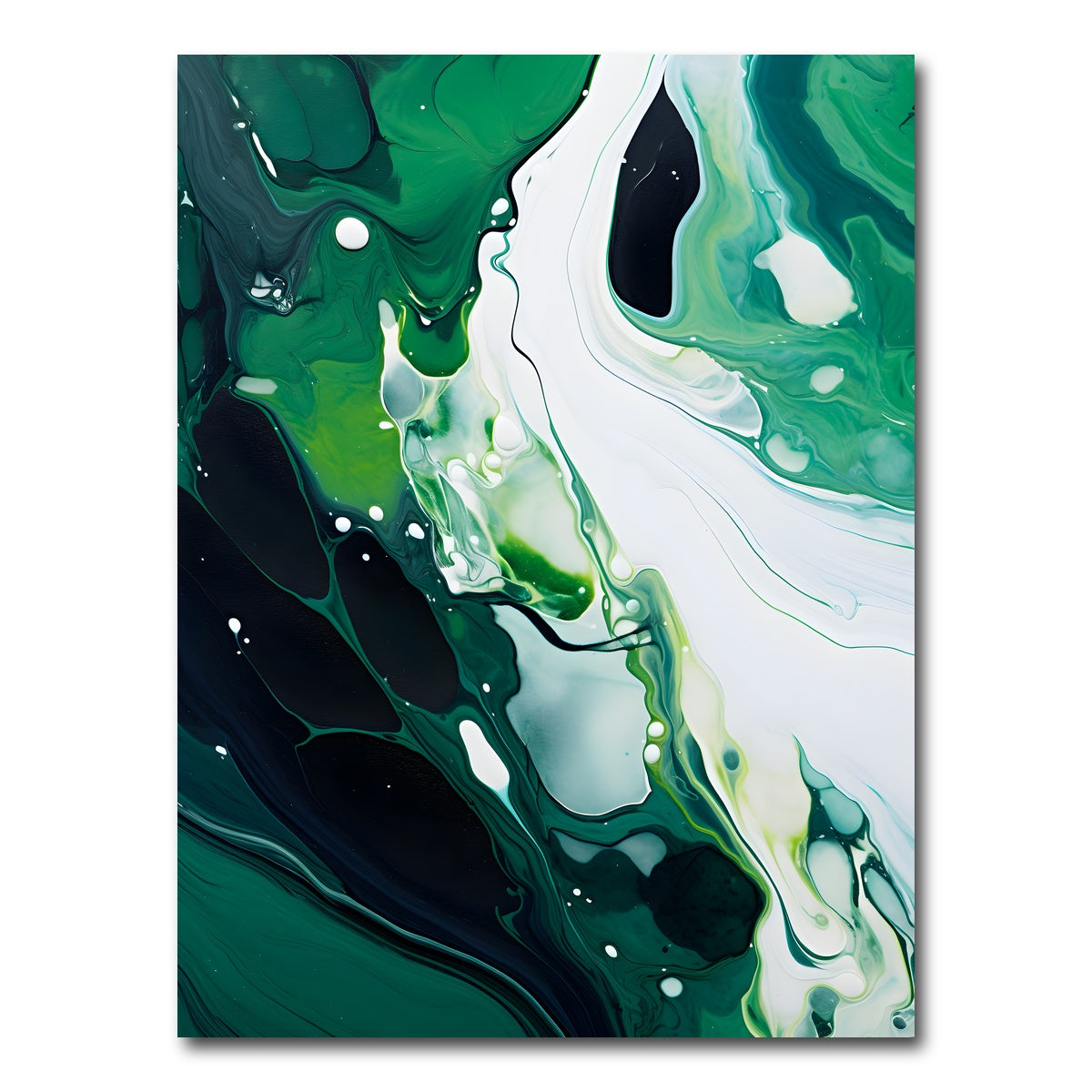 AUTO-MOCKUP WHITE | Abstract - Green white waves 2 | 1 Piece | Gallery Wrap Canvas | group=3x4