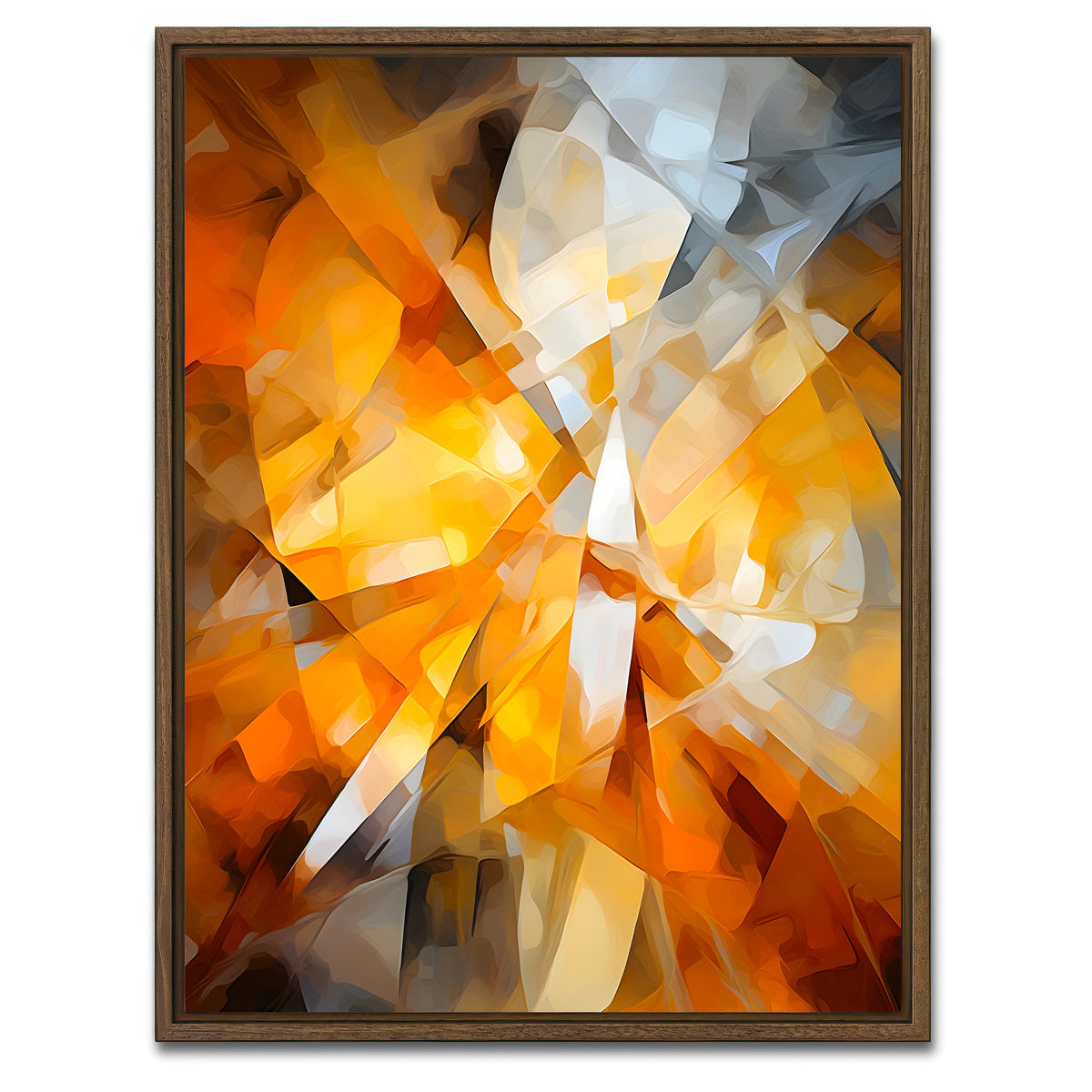 AUTO-MOCKUP WHITE | Abstract - Orange shapes 2 | 1 Piece | Walnut Framed Canvas | group=3x4