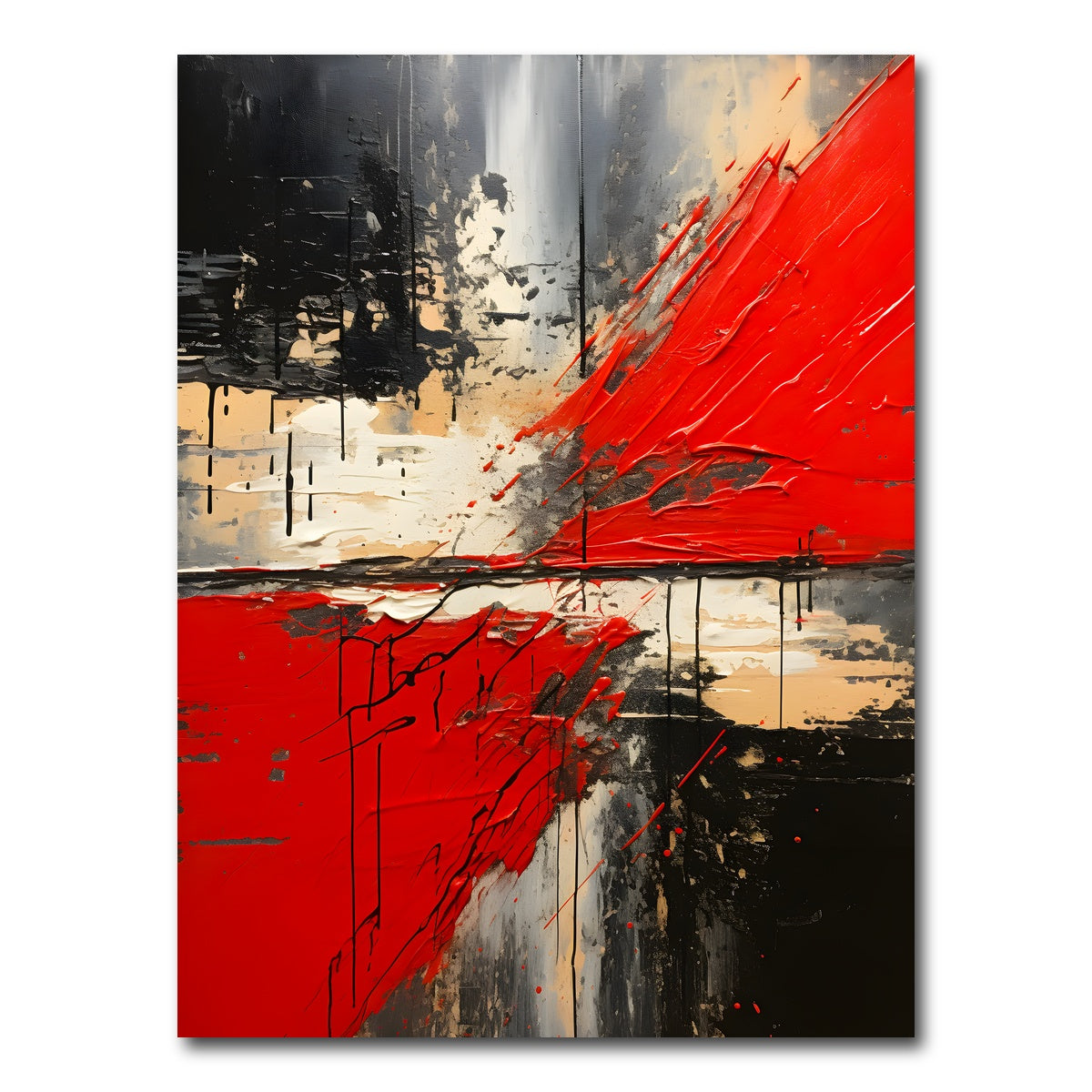 AUTO-MOCKUP WHITE | Abstract - Red black shapes 7 | 1 Piece | Gallery Wrap Canvas | group=3x4