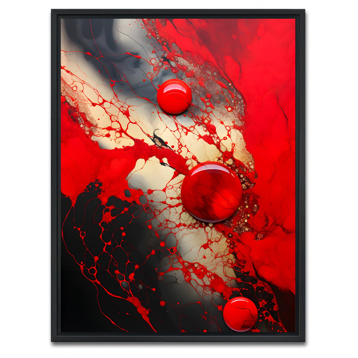 AUTO-MOCKUP WHITE | Abstract - Red black shapes 9 | 1 Piece | Black Framed Canvas | group=3x4