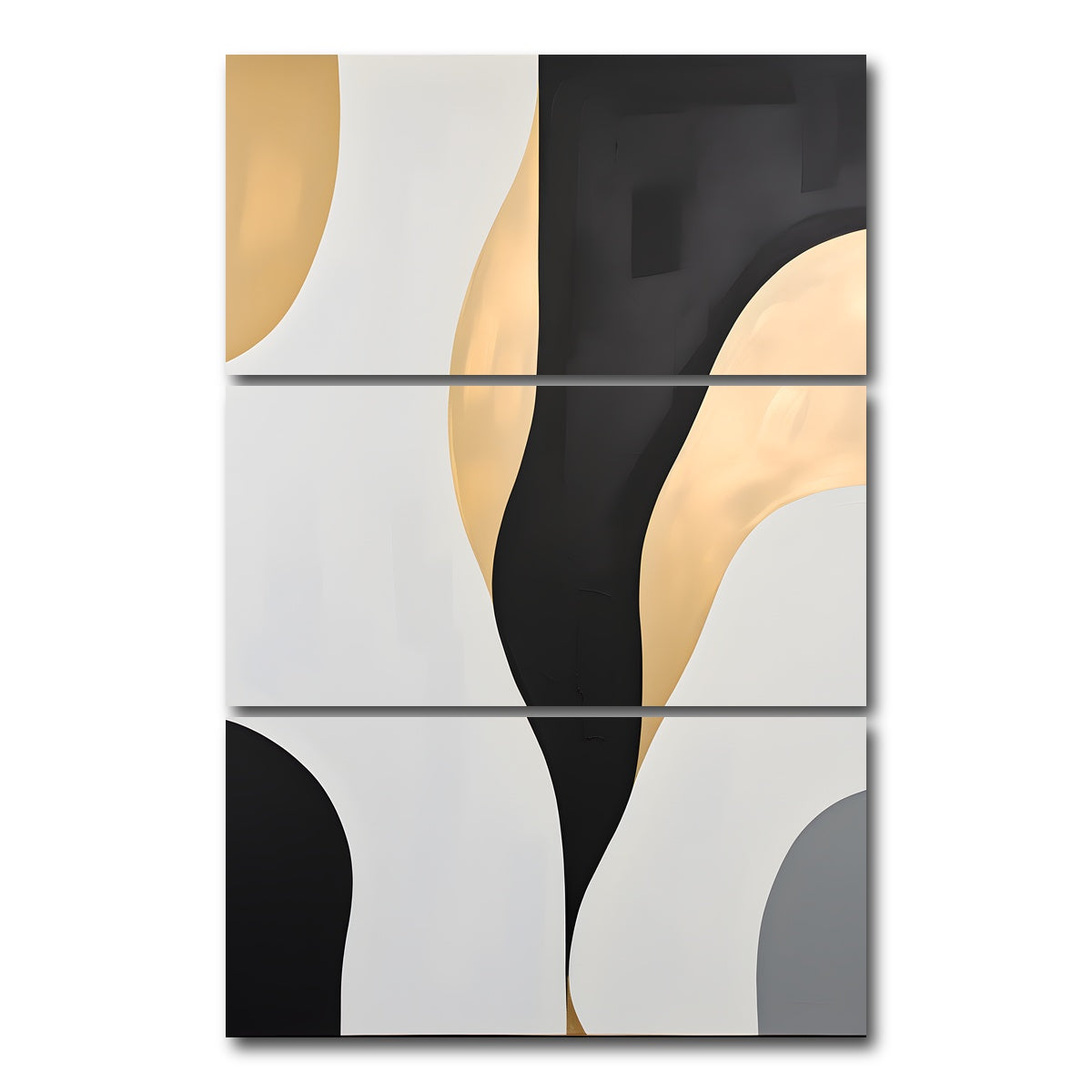 AUTO-MOCKUP WHITE | Abstract - Shapes series b&g 3 | 3 Piece | Gallery Wrap Canvas | group=12x24_stacked