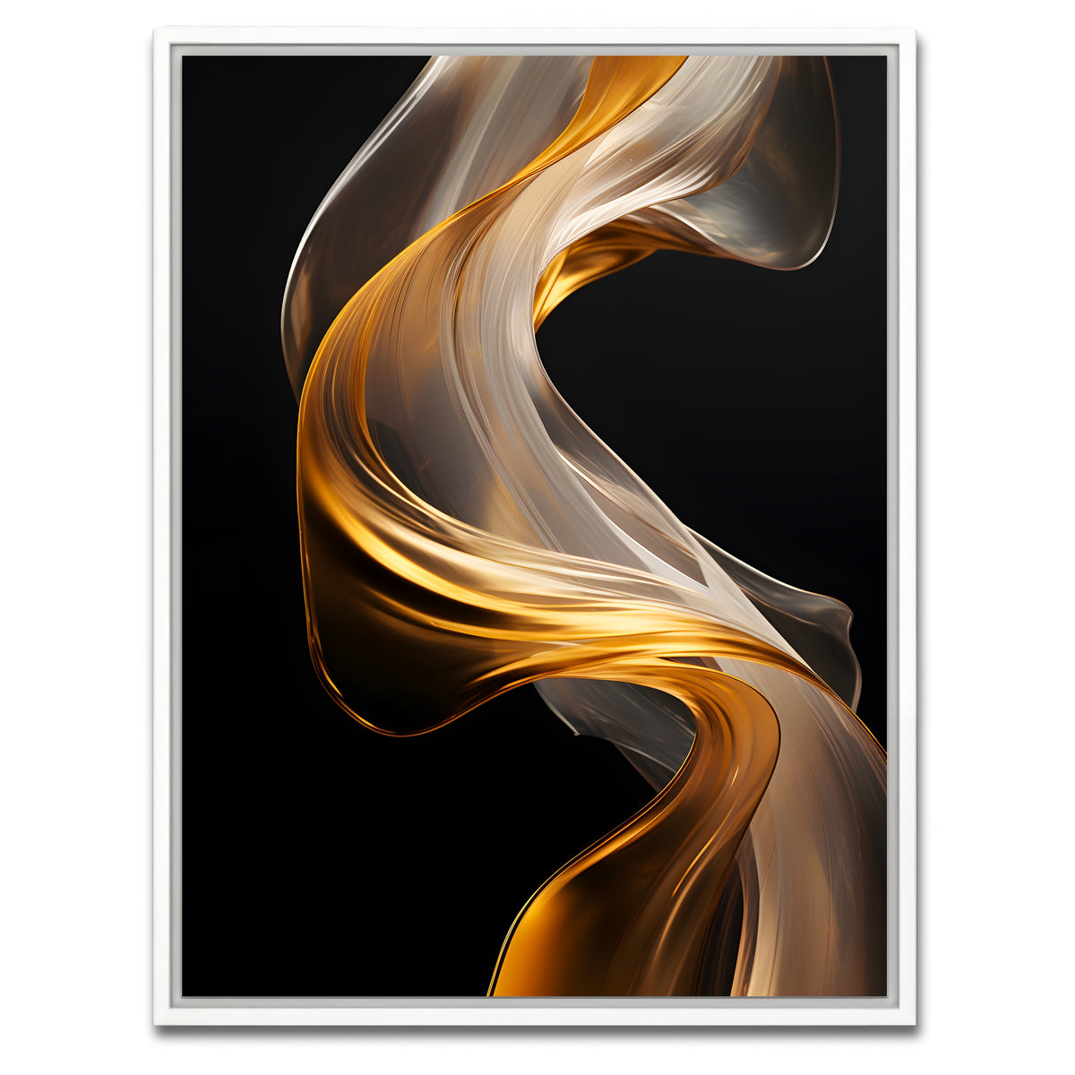 AUTO-MOCKUP WHITE | Abstract - White gold waves 2 | 1 Piece | White Framed Canvas | group=3x4