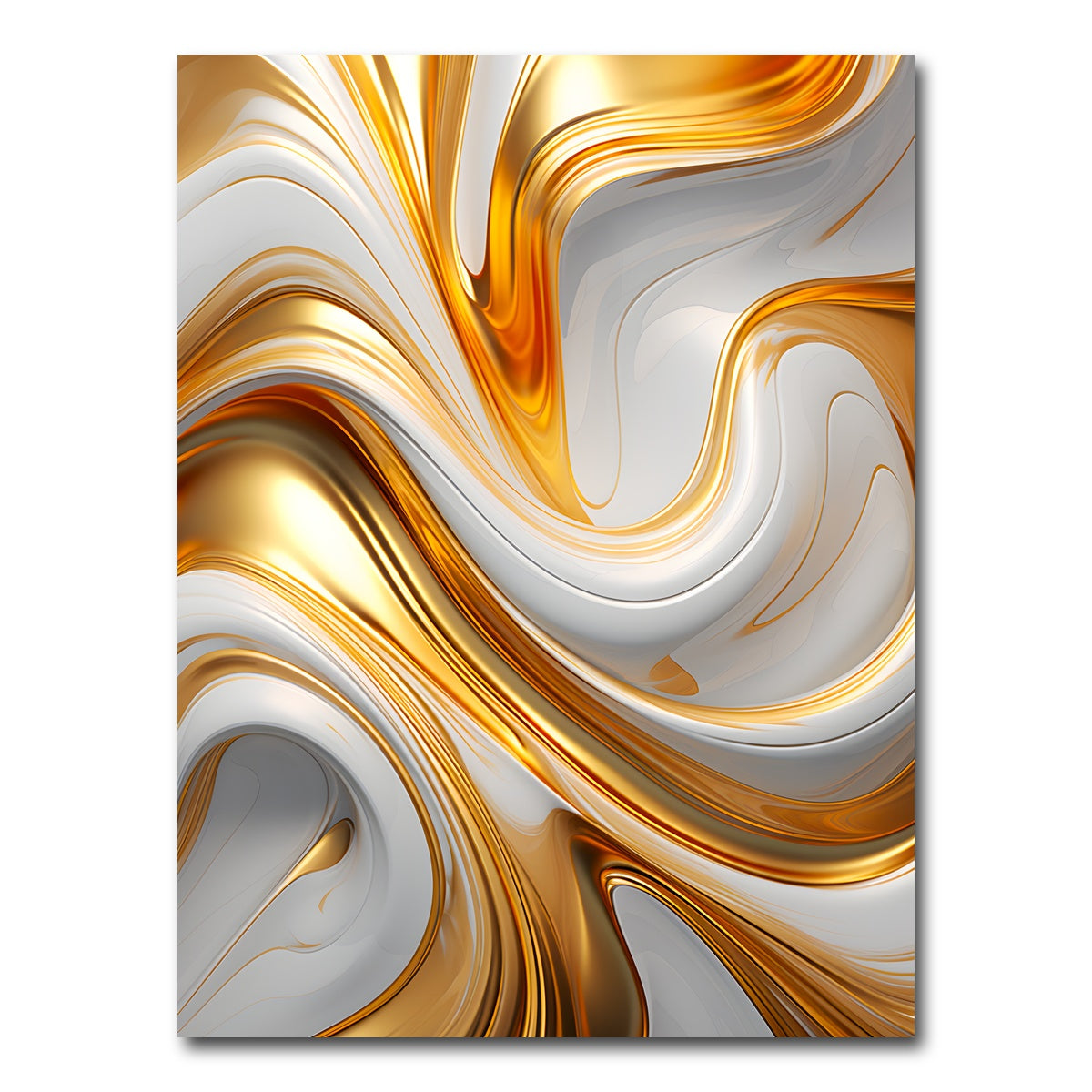 AUTO-MOCKUP WHITE | Abstract - White gold waves 4 | 1 Piece | Gallery Wrap Canvas | group=3x4