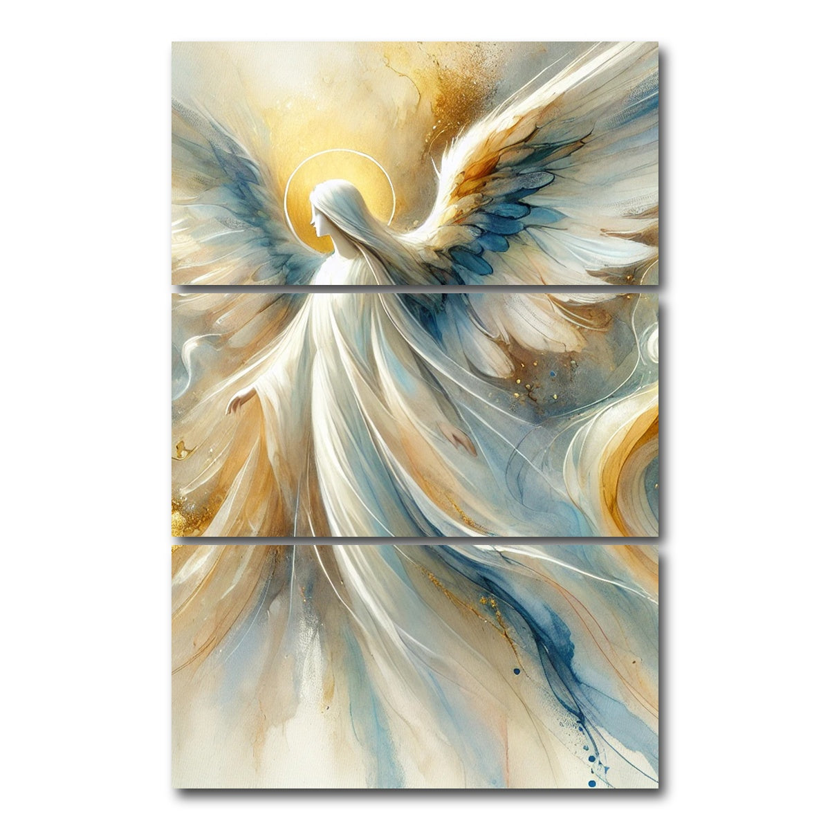 AUTO-MOCKUP WHITE | Abstract Angel | 3 Piece | Gallery Wrap Canvas | group=12x24_stacked