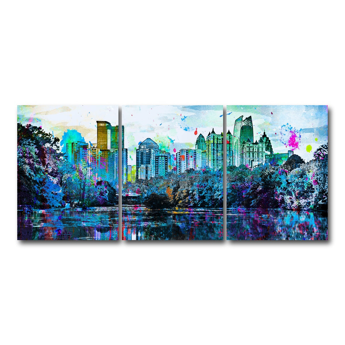 AUTO-MOCKUP WHITE | Abstract Atlanta | 3 Piece | Gallery Wrap Canvas | group=18x24