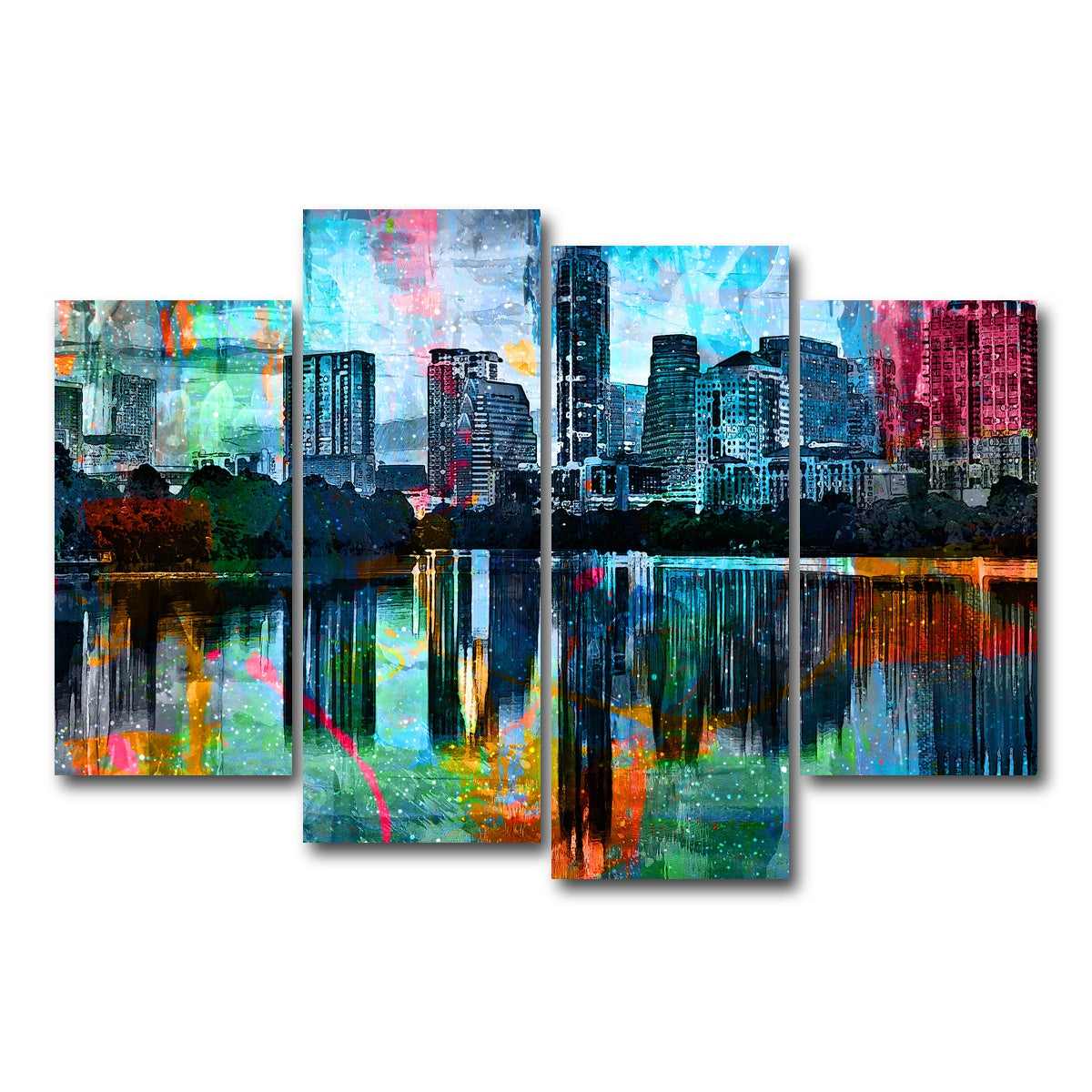 AUTO-MOCKUP WHITE | Abstract Austin | 4 Piece | Gallery Wrap Canvas | group=4_short