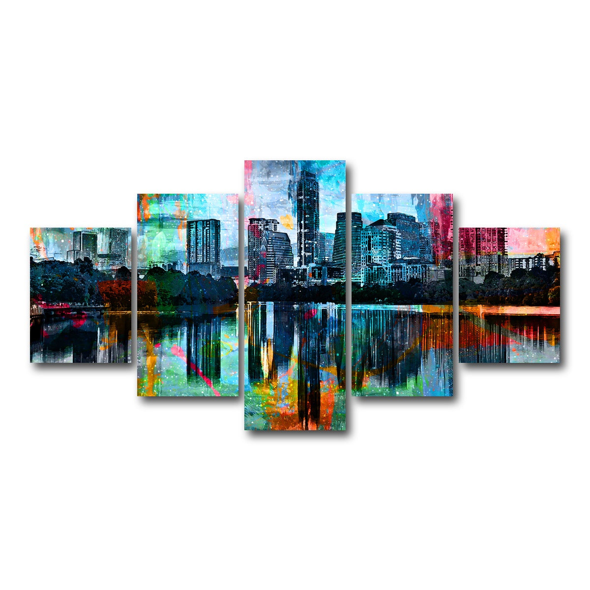 AUTO-MOCKUP WHITE | Abstract Austin | 5 Piece | Gallery Wrap Canvas | group=5_short