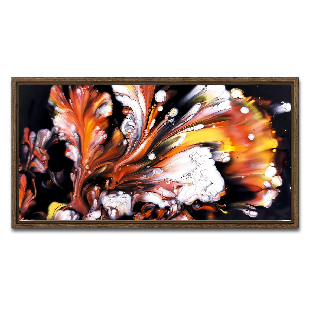AUTO-MOCKUP WHITE | Abstract Blossom | 1 Piece | Walnut Framed Canvas | group=2x1