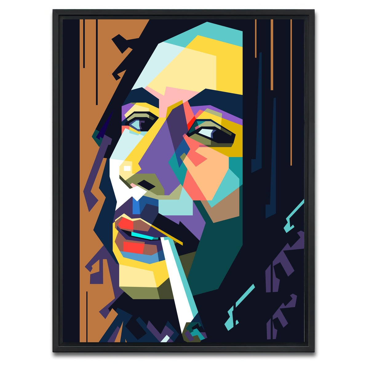 AUTO-MOCKUP WHITE | Abstract Bob Marley | 1 Piece | Black Framed Canvas | group=3x4