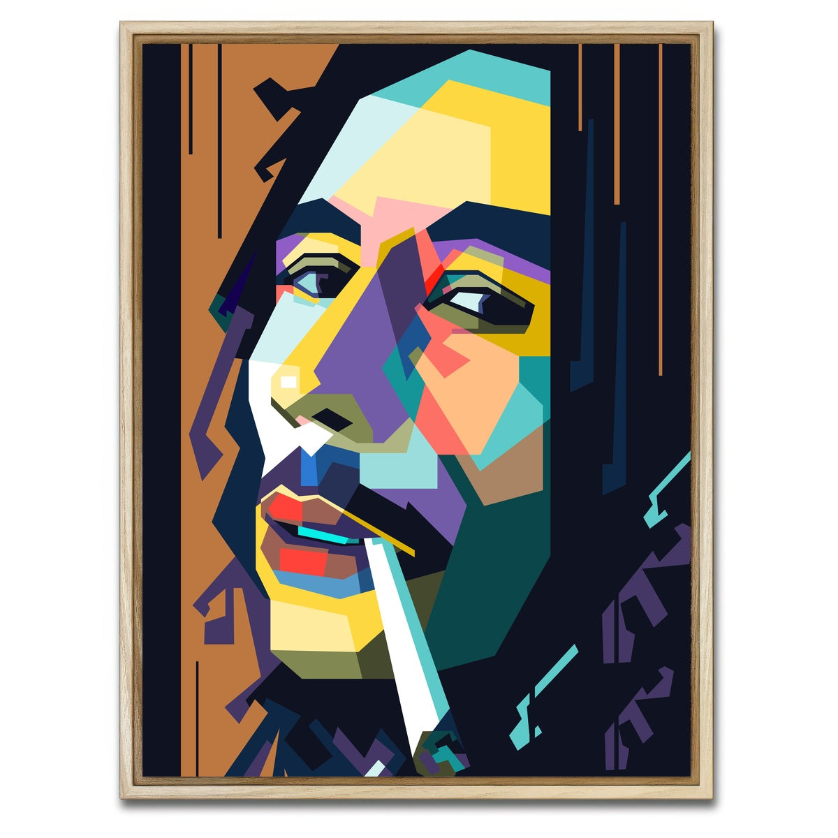 AUTO-MOCKUP WHITE | Abstract Bob Marley | 1 Piece | Natural Framed Canvas | group=3x4