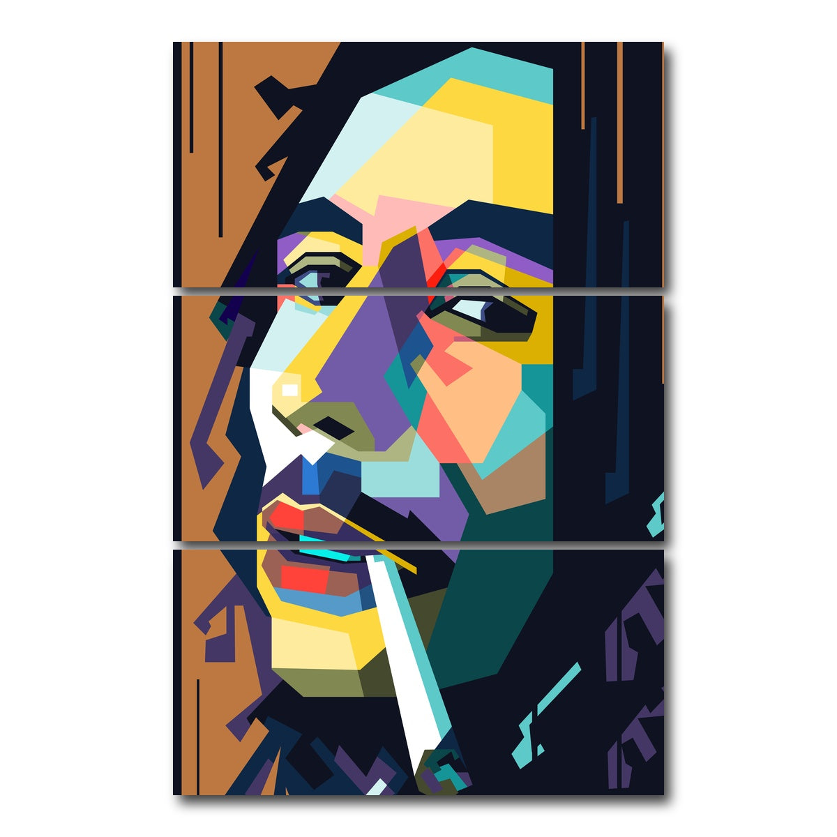 AUTO-MOCKUP WHITE | Abstract Bob Marley | 3 Piece | Gallery Wrap Canvas | group=12x24_stacked