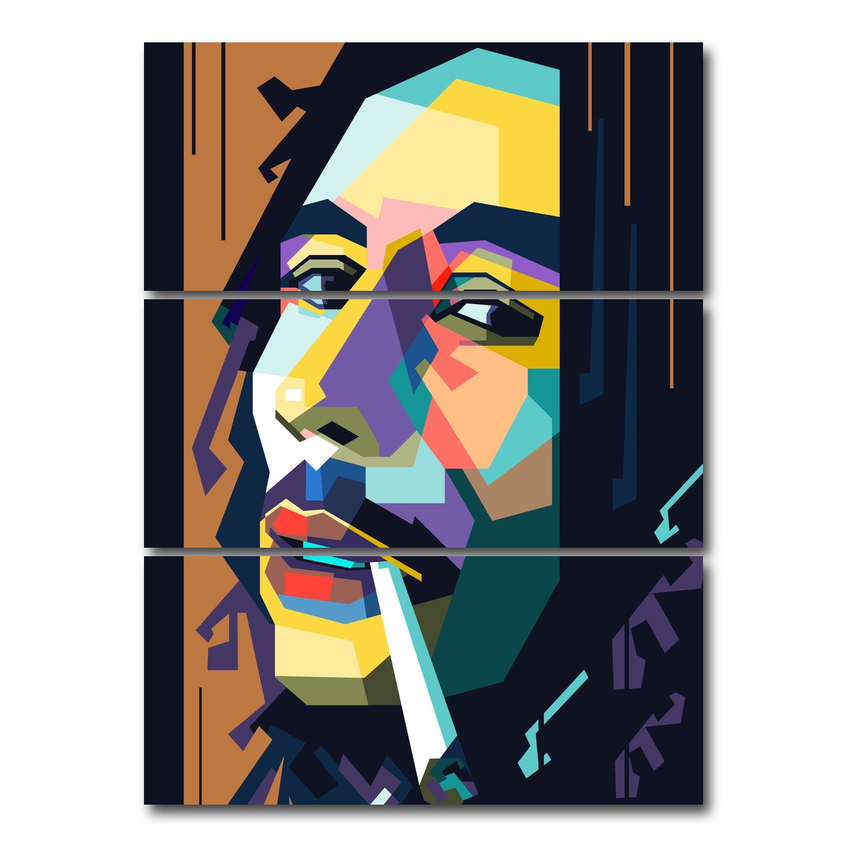 AUTO-MOCKUP WHITE | Abstract Bob Marley | 3 Piece | Gallery Wrap Canvas | group=8x18_stacked