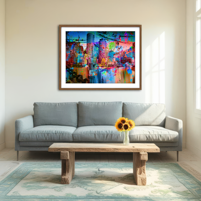 AUTO-MOCKUP ROOM | Abstract Boston Skyline Wall Art