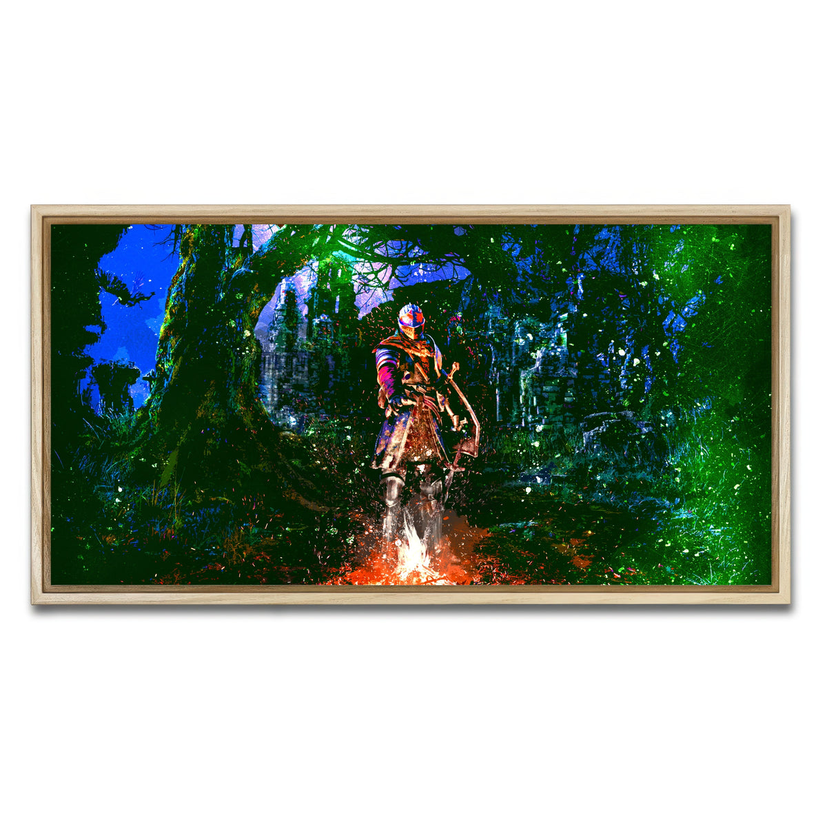 AUTO-MOCKUP WHITE | Abstract Dark Souls | 1 Piece | Natural Framed Canvas | group=2x1