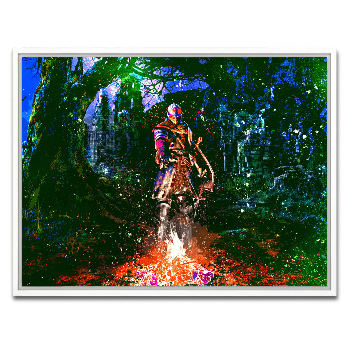 AUTO-MOCKUP WHITE | Abstract Dark Souls | 1 Piece | White Framed Canvas | group=4x3