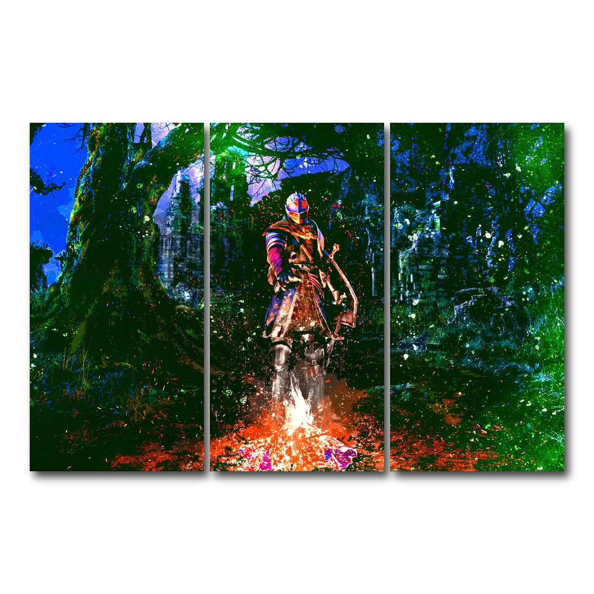 AUTO-MOCKUP WHITE | Abstract Dark Souls | 3 Piece | Gallery Wrap Canvas | group=12x24