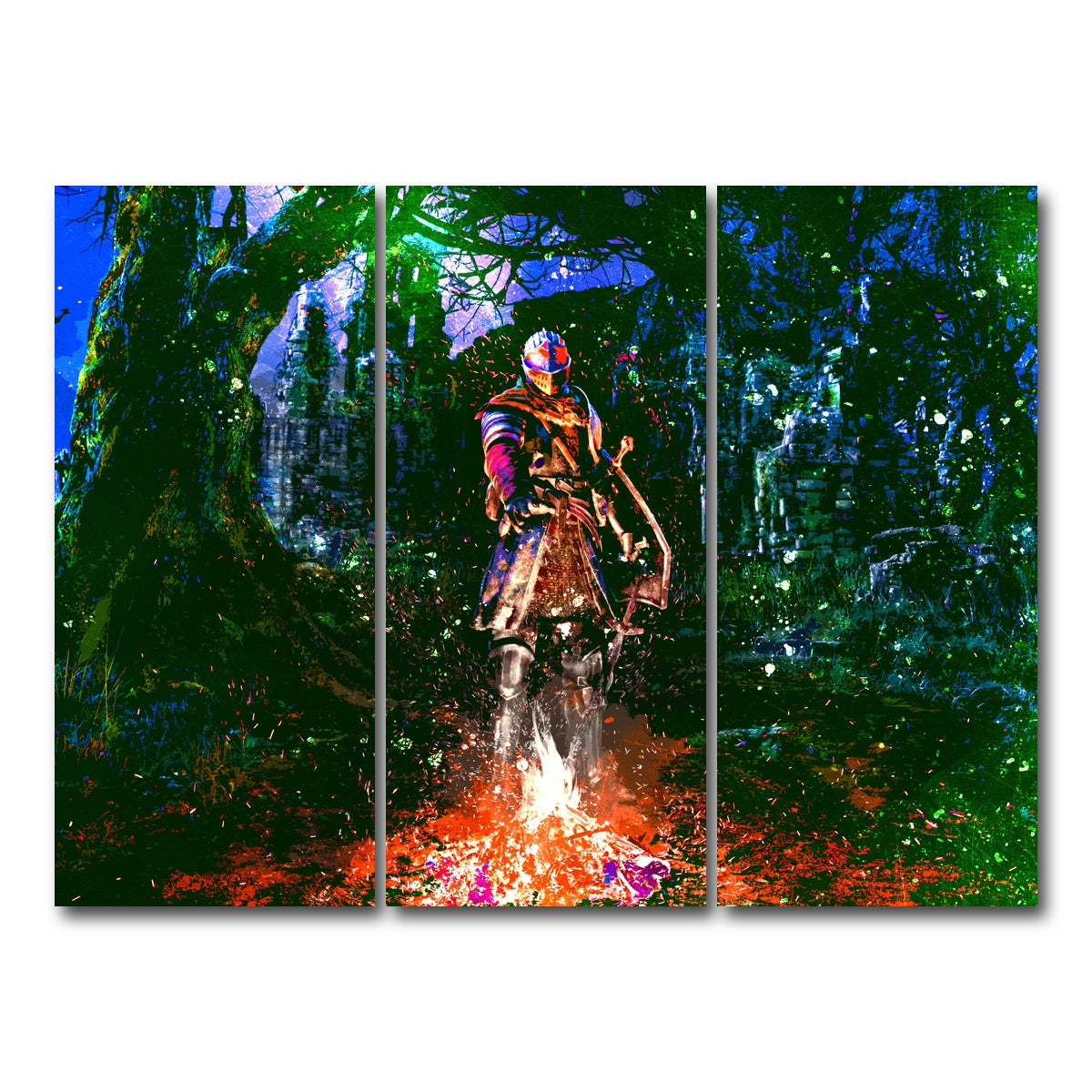 AUTO-MOCKUP WHITE | Abstract Dark Souls | 3 Piece | Gallery Wrap Canvas | group=8x18