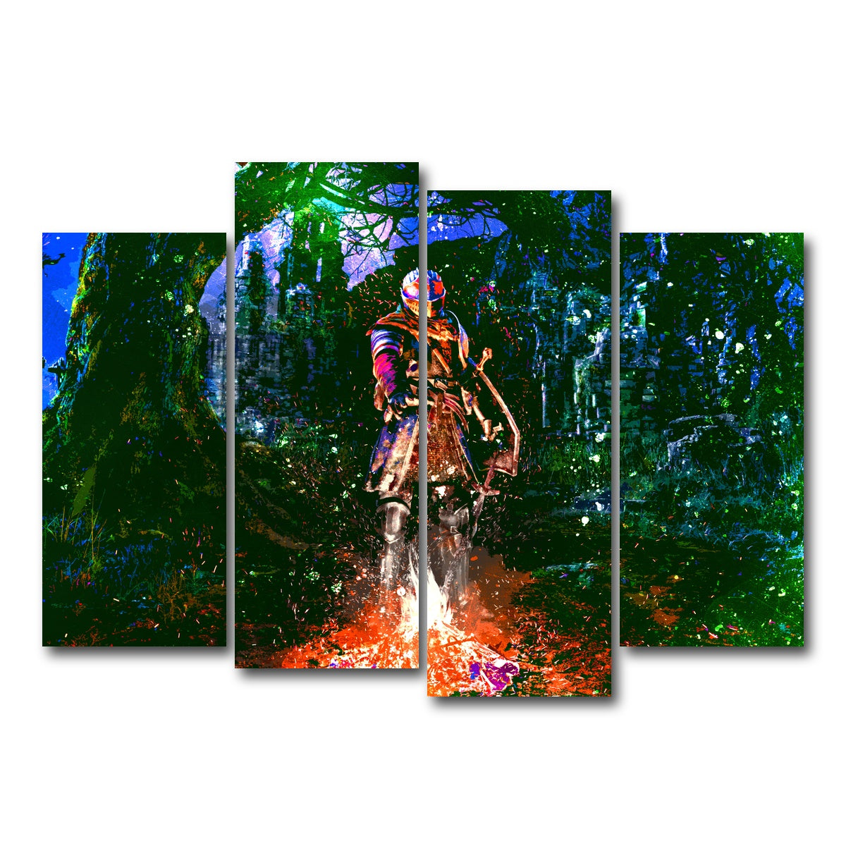 AUTO-MOCKUP WHITE | Abstract Dark Souls | 4 Piece | Gallery Wrap Canvas | group=4_normal