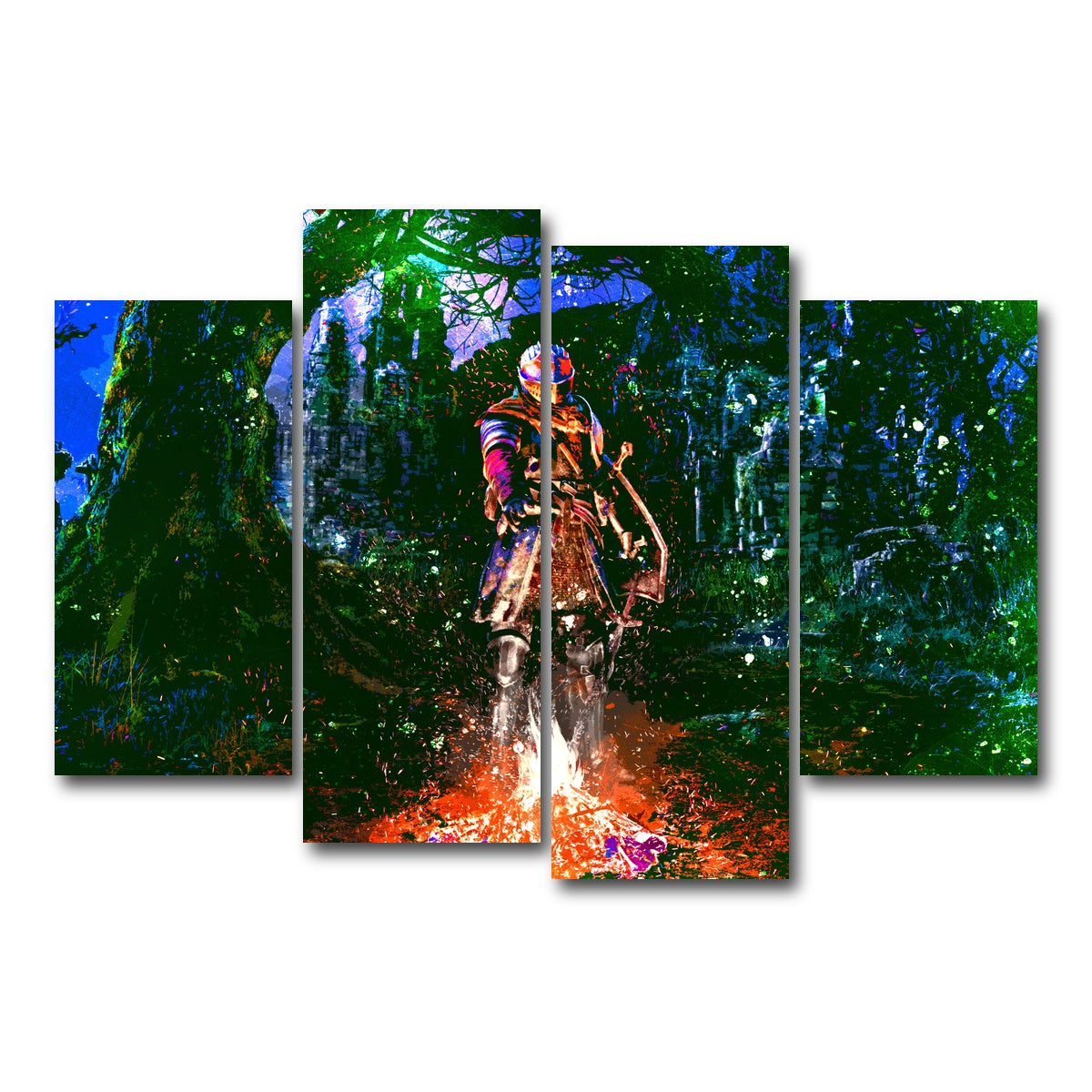 AUTO-MOCKUP WHITE | Abstract Dark Souls | 4 Piece | Gallery Wrap Canvas | group=4_short