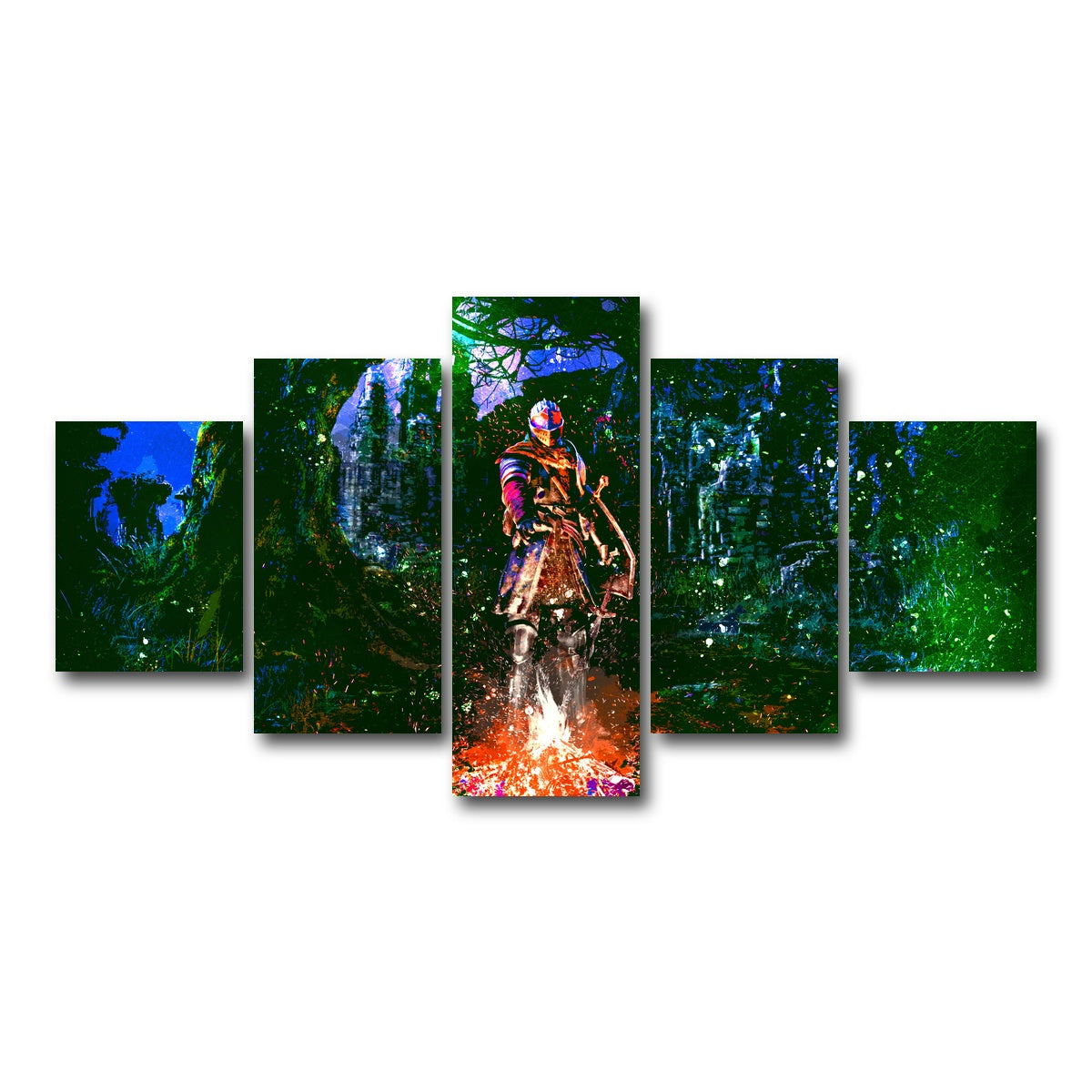 AUTO-MOCKUP WHITE | Abstract Dark Souls | 5 Piece | Gallery Wrap Canvas | group=5_short