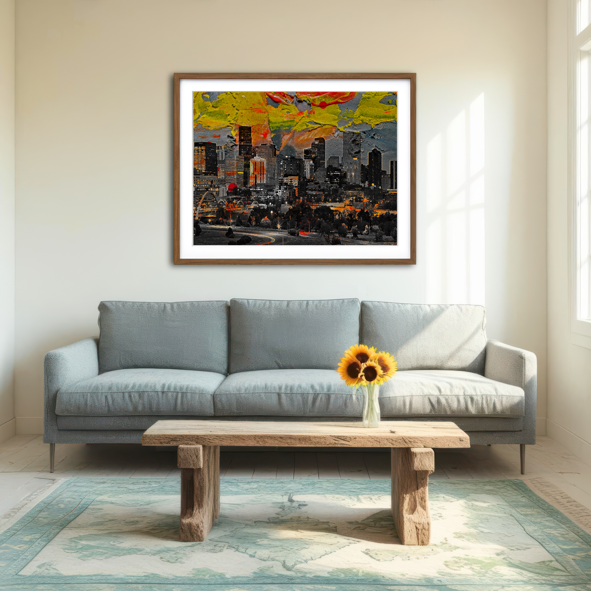 AUTO-MOCKUP ROOM | Abstract Denver Skyline Wall Art
