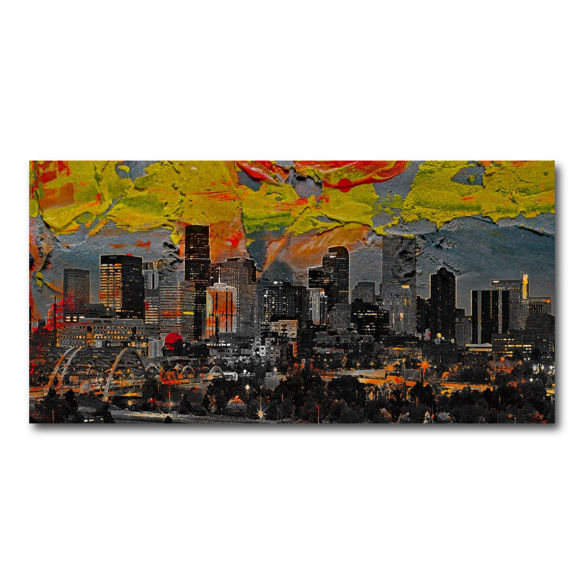 AUTO-MOCKUP WHITE | Abstract Denver Skyline | 1 Piece | Gallery Wrap Canvas | group=2x1